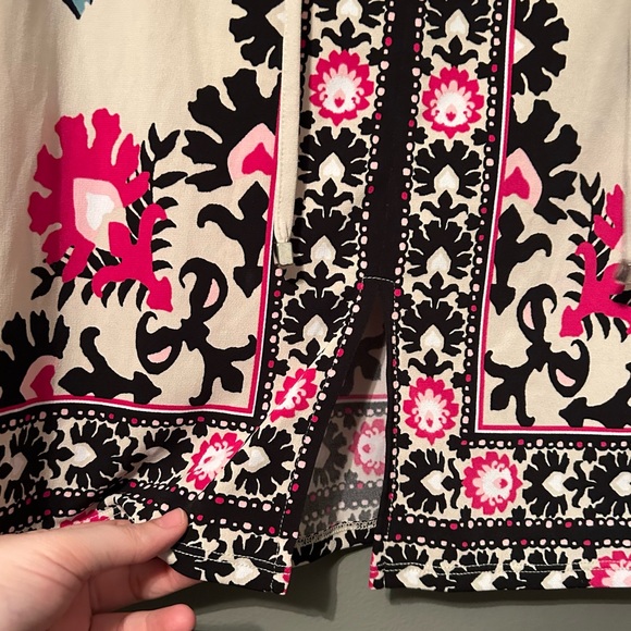 NWT JM Collection Sz Medium Mosaic Boho Floral Nude Pink 3/4 Sleeve Blouse Top! - Picture 5 of 10